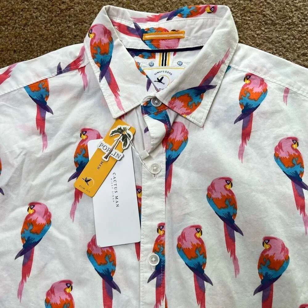 Cactus Man Mens Multicolor Slim Fit Short Sleeve Button Up Shirt‎ Size Small NWT - Picture 2 of 8